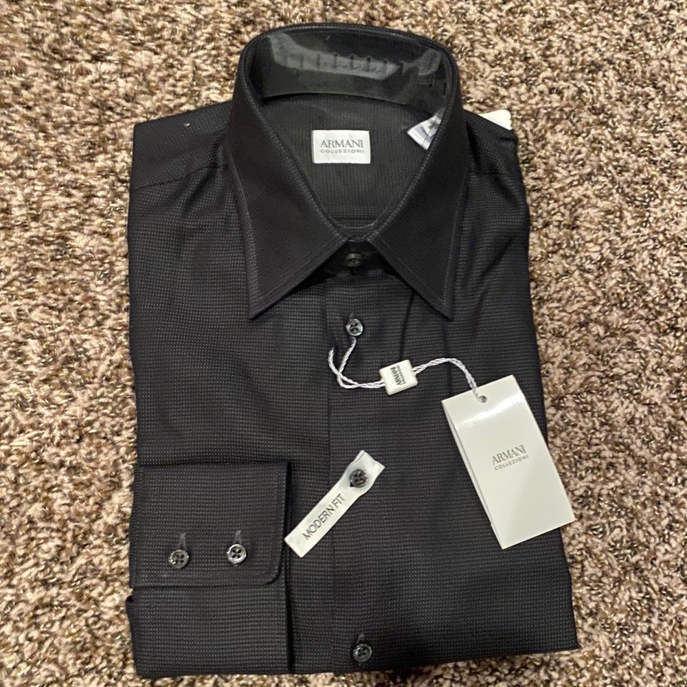 Armani Collezioni Modern Fit Printed Dress Shirt